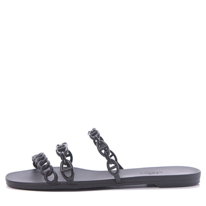 Hermes Rubber Chaine d'Ancre Rivage Sandals 38 Black 1 of 10
