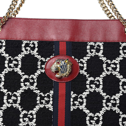 Gucci Tweed GG Monogram Large Rajah Chain Tote Romantic Cherry Black White 8 of 10