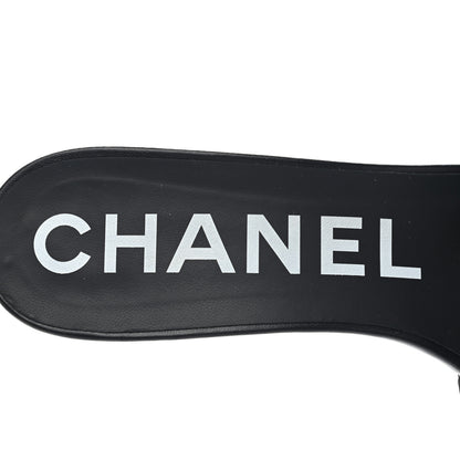 Chanel Lambskin Quilted Textured CC Mules 40 Black 7 of 9