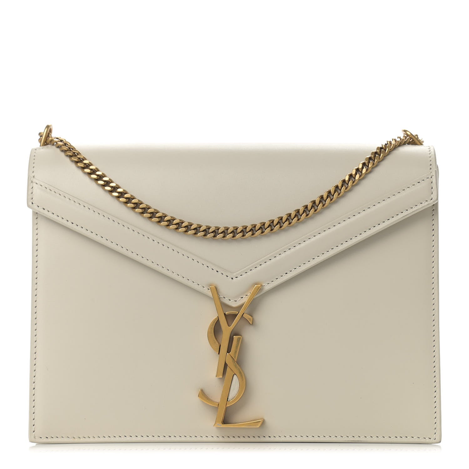 Saint Laurent Smooth Calfskin Monogram Cassandra Clasp Bag Crema Soft 1 of 13