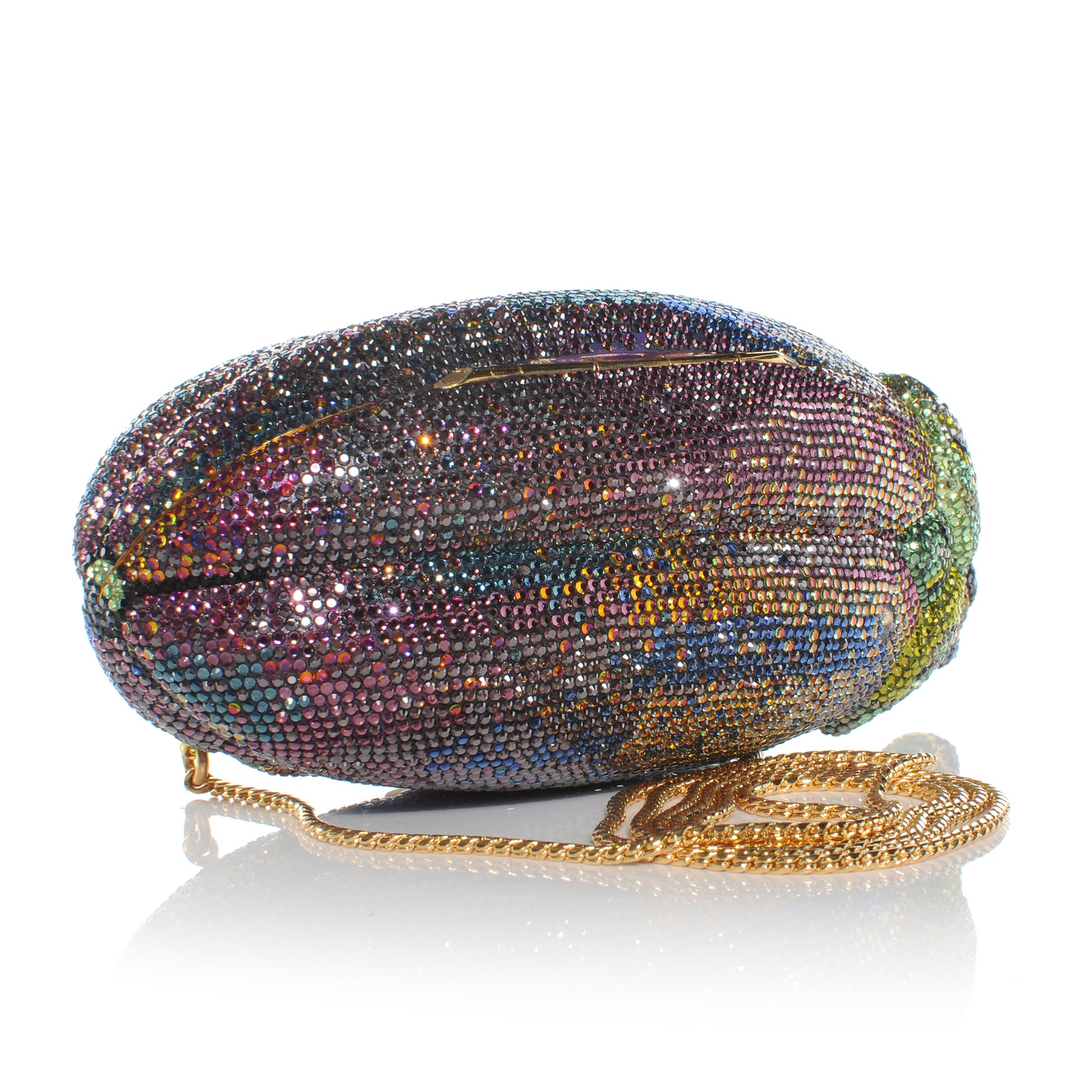 Judith Leiber Crystal Eggplant Minaudiere Clutch 4 of 7