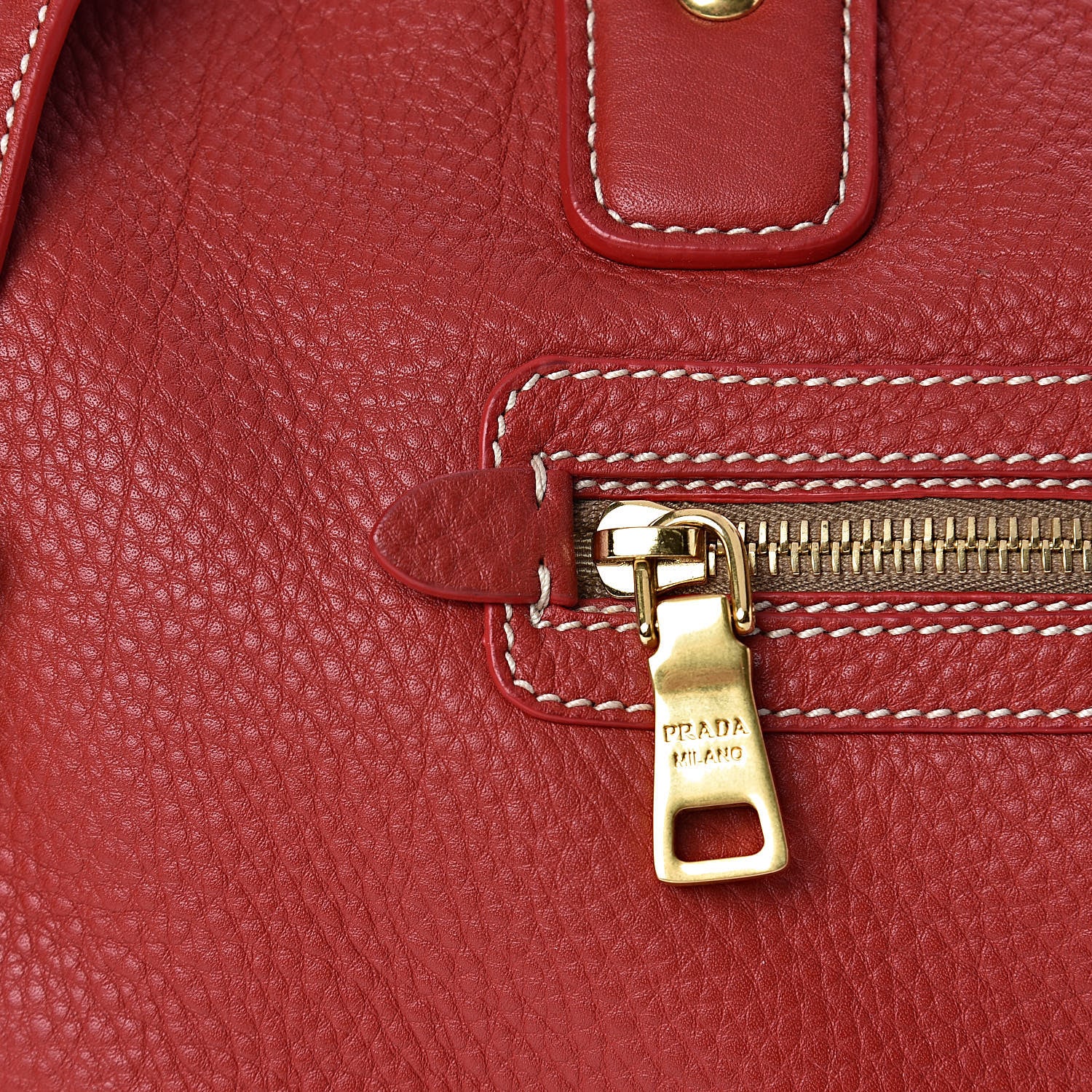 Prada Vitello Daino Satchel Fuoco 12 of 13