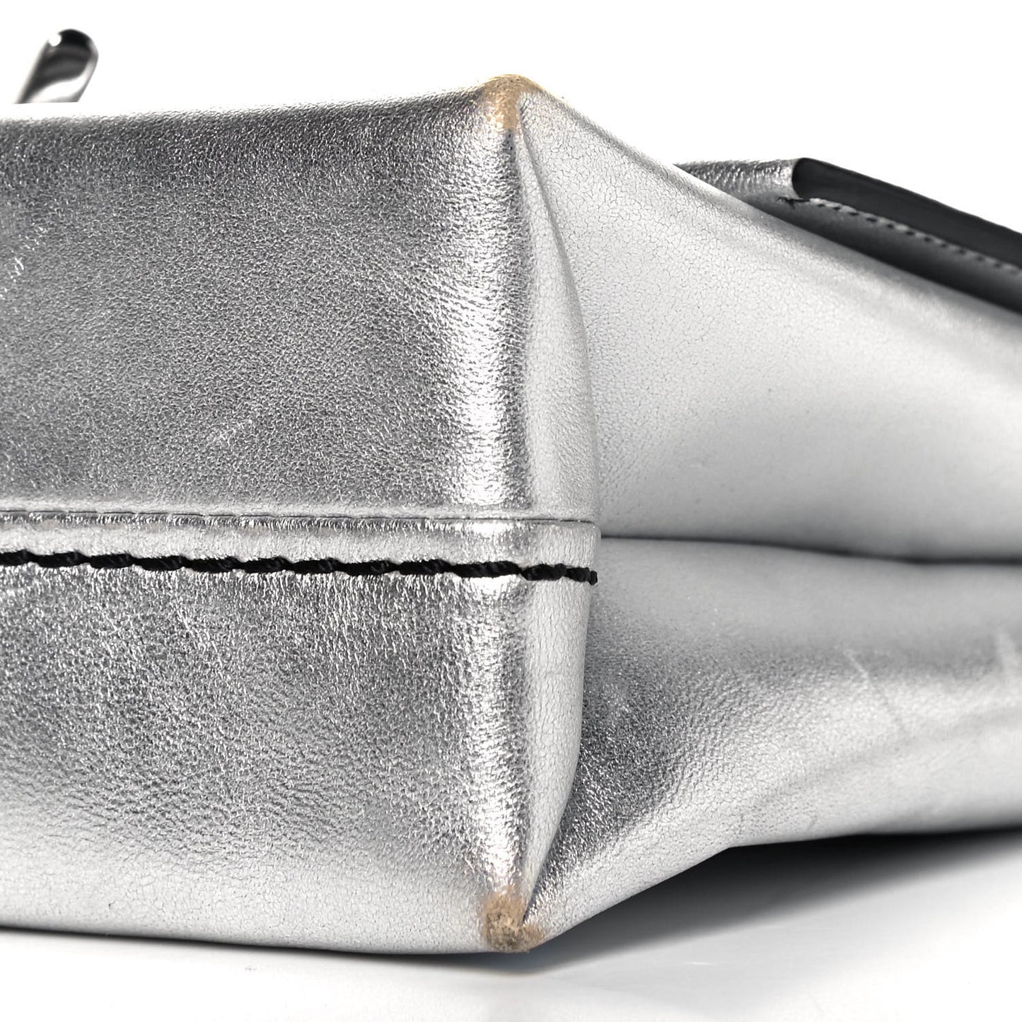 Metallic Calfskin Micro Alix Crossbody Bag Silver