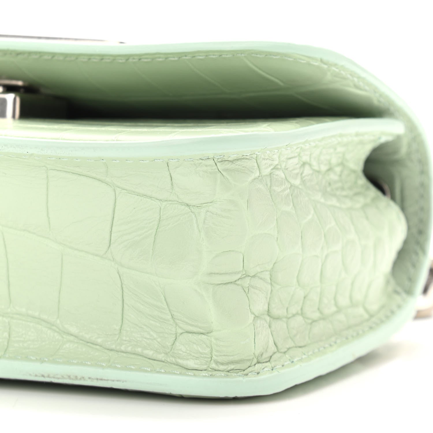 Balenciaga Extra Supple Calfskin Crocodile Embossed Gossip Chain Bag XS Light Green 9 of 9