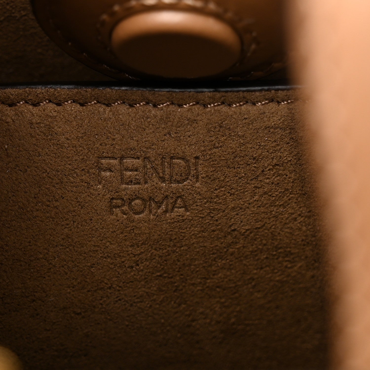 Fendi Fabric Jacquard FF 1974 Logo Small Fendi Sunshine Shopper Tote Tobacco Moro Sand 6 of 9
