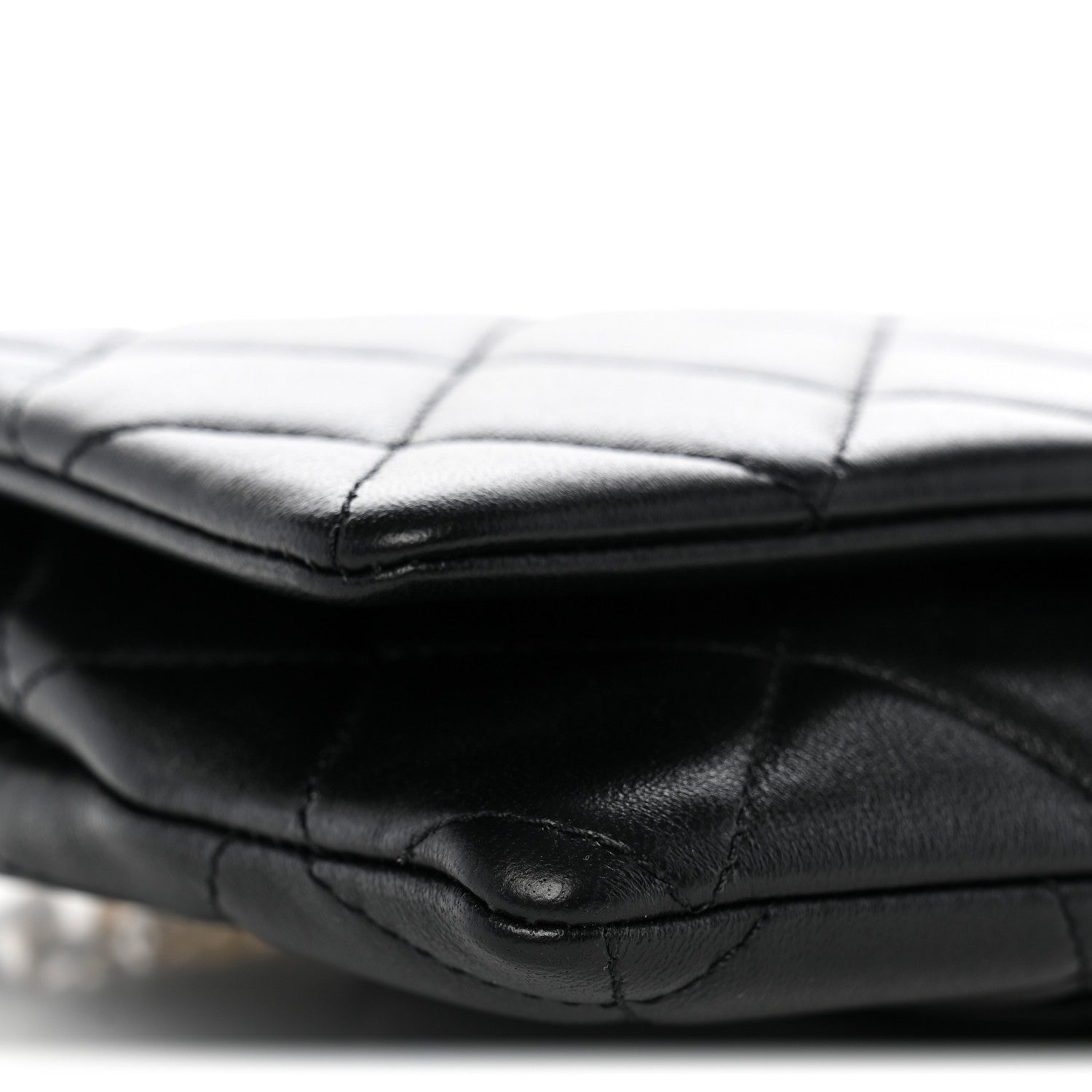 Chanel Lambskin Quilted Crystal Chain Flap Clutch Black 9 of 10