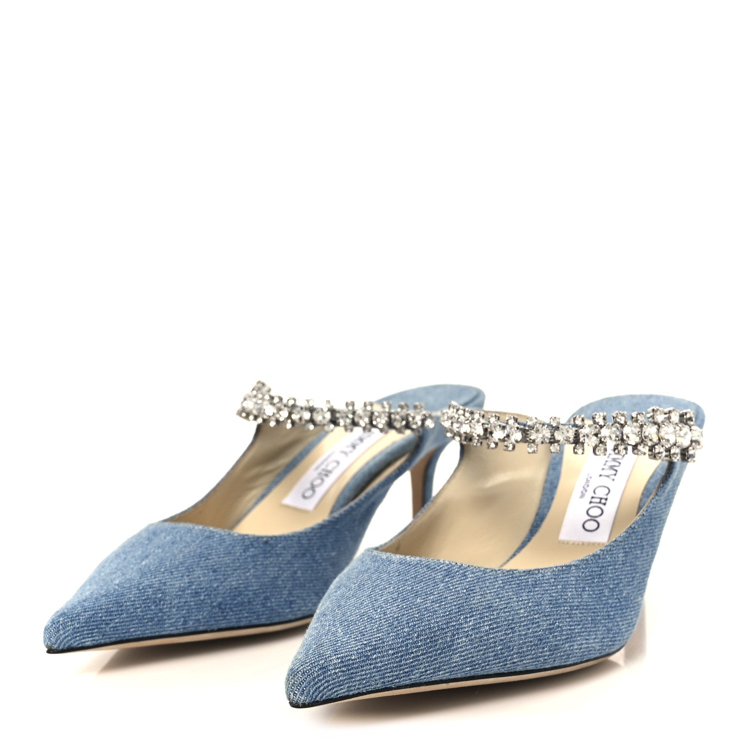 Jimmy Choo Denim Crystal Bing 65 Pumps 37.5 Blue 4 of 8