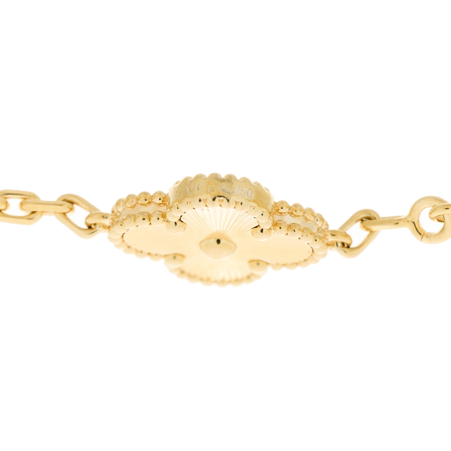 Van Cleef & Arpels 18K Yellow Gold 5 Motifs Guilloche Vintage Alhambra Bracelet 3 of 5