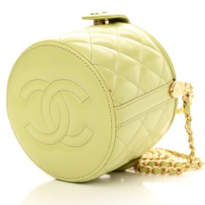 Chanel Shiny Lambskin Quilted Chain Top Handle Vanity With Chain Light Green 10 of 11