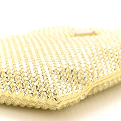 Prada Satin Crystal Metal Triangle Logo Chain Crossbody Handbag Ananas 10 of 12