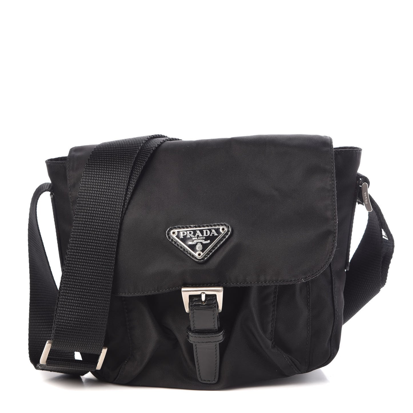Tessuto Nylon Single Buckle Messenger Bag Black