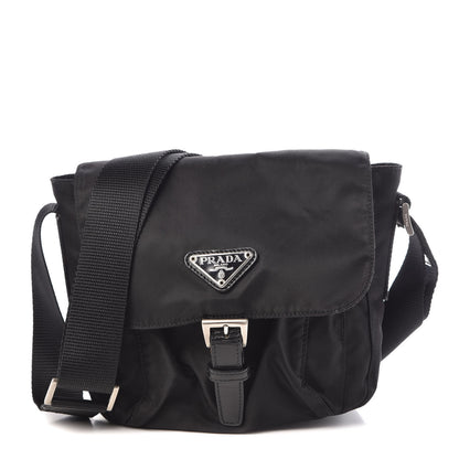 Prada Tessuto Nylon Single Buckle Messenger Bag Black 1 of 9