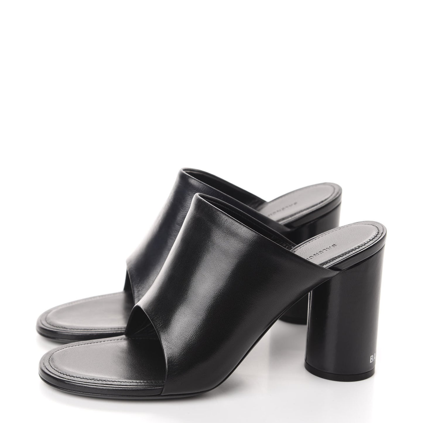 Shiny Sheepskin Oval 90mm Mule Pump 36.5 Black White