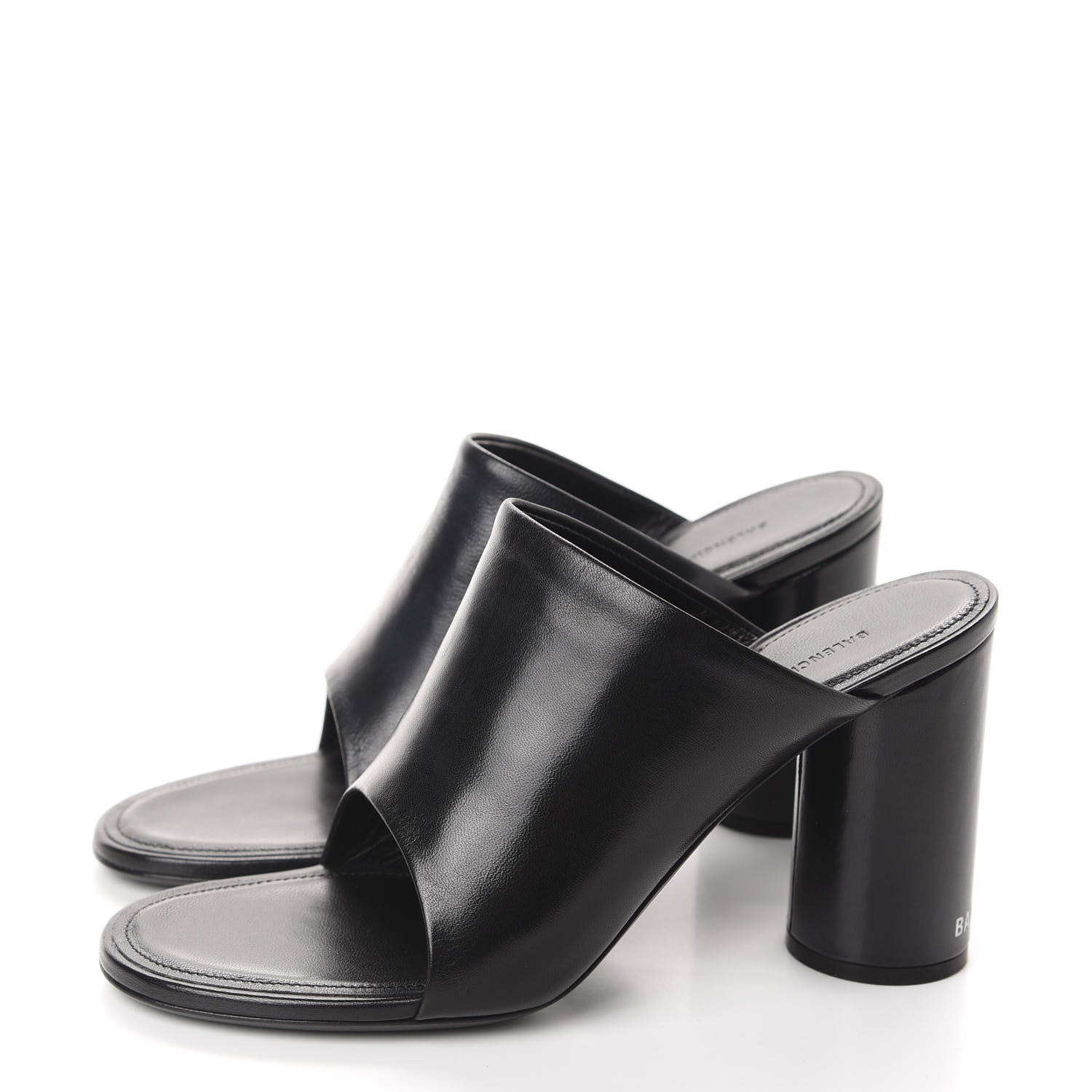 Balenciaga Shiny Sheepskin Oval 90mm Mule Pump 36.5 Black White 3 of 11