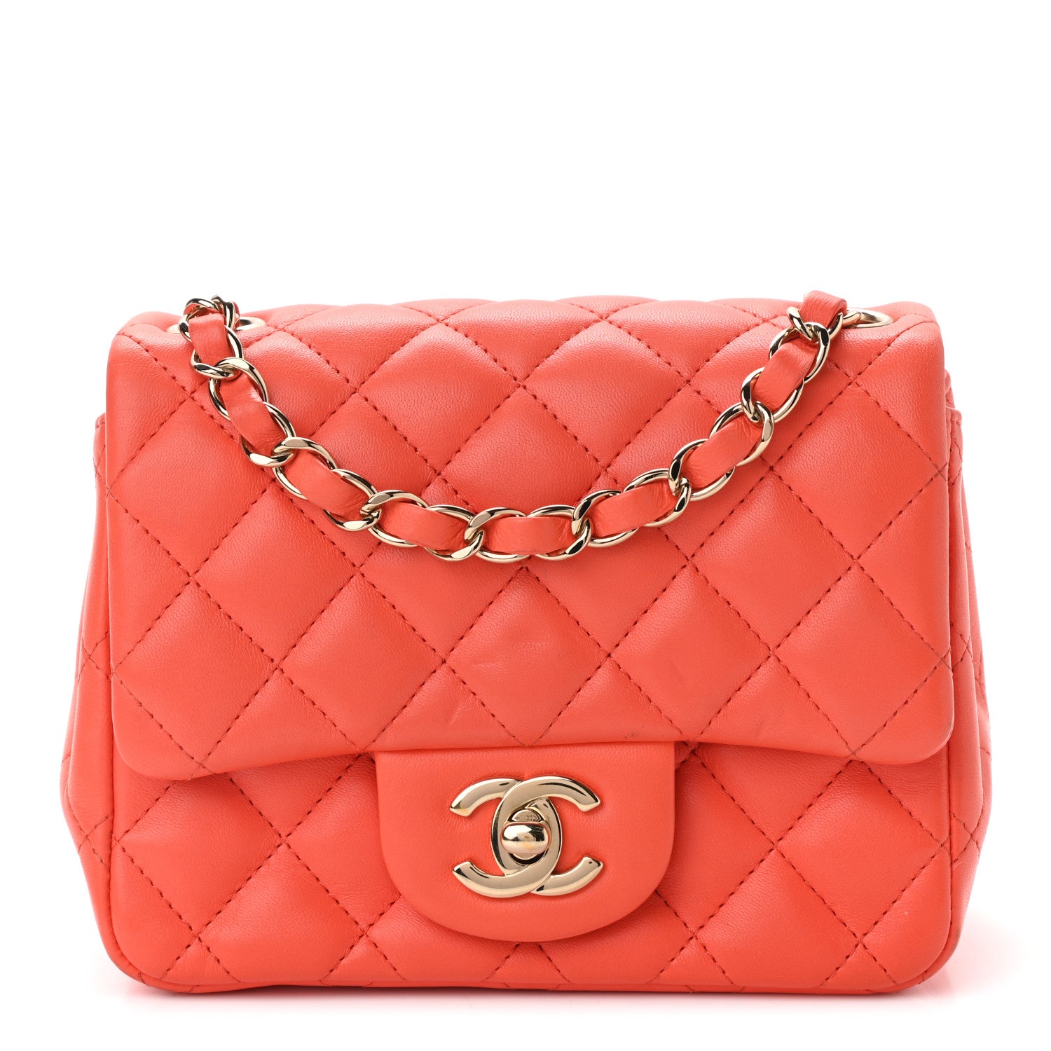 Chanel Lambskin Quilted Mini Square Flap Light Orange 1 of 13