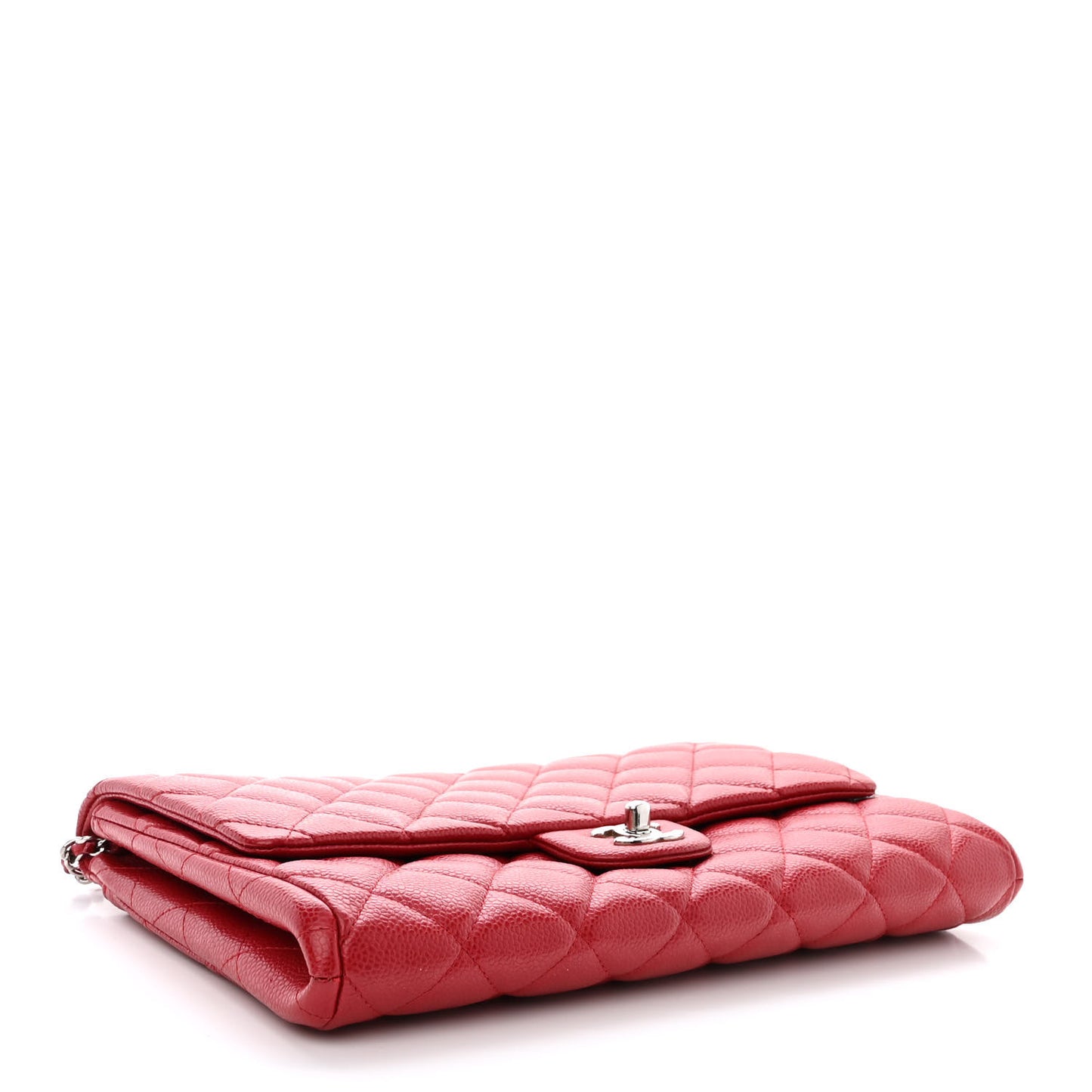 Caviar Quilted Clutch With Chain Flap Red