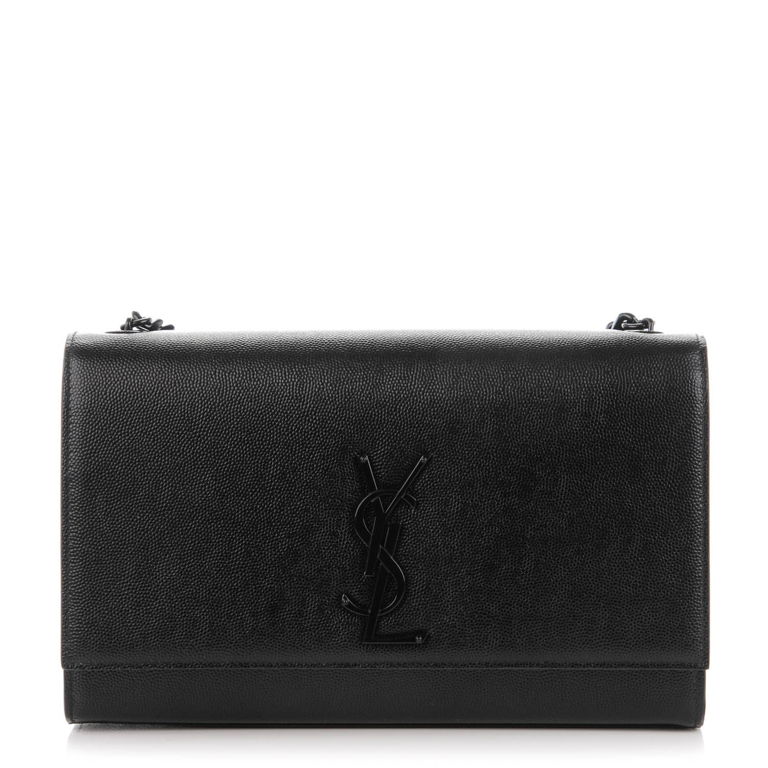 Saint Laurent Grain De Poudre Medium Classic Monogram Kate Double Handle Satchel Black 1 of 6