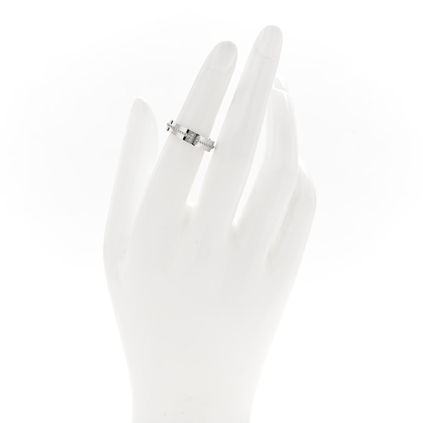 18K White Gold Diamond Narrow T Two Ring 49 5