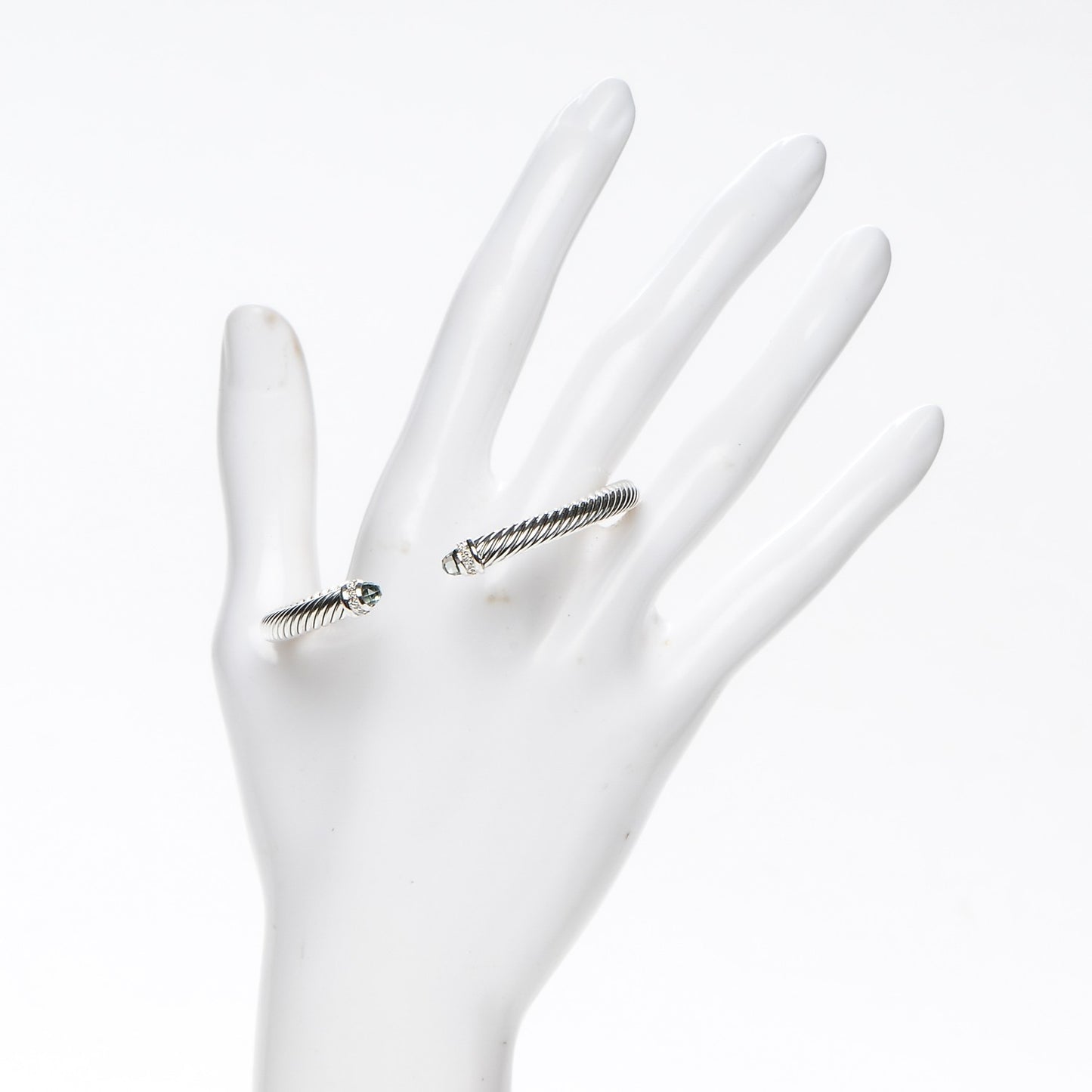 Sterling Silver Diamond Prasiolite 5mm Cable Classics Bracelet