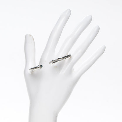 David Yurman Sterling Silver Diamond Prasiolite 5mm Cable Classics Bracelet 2 of 4