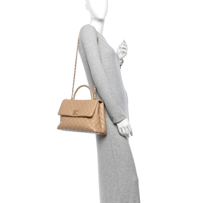 Chanel Caviar Quilted Medium Coco Handle Flap Beige 2 of 10