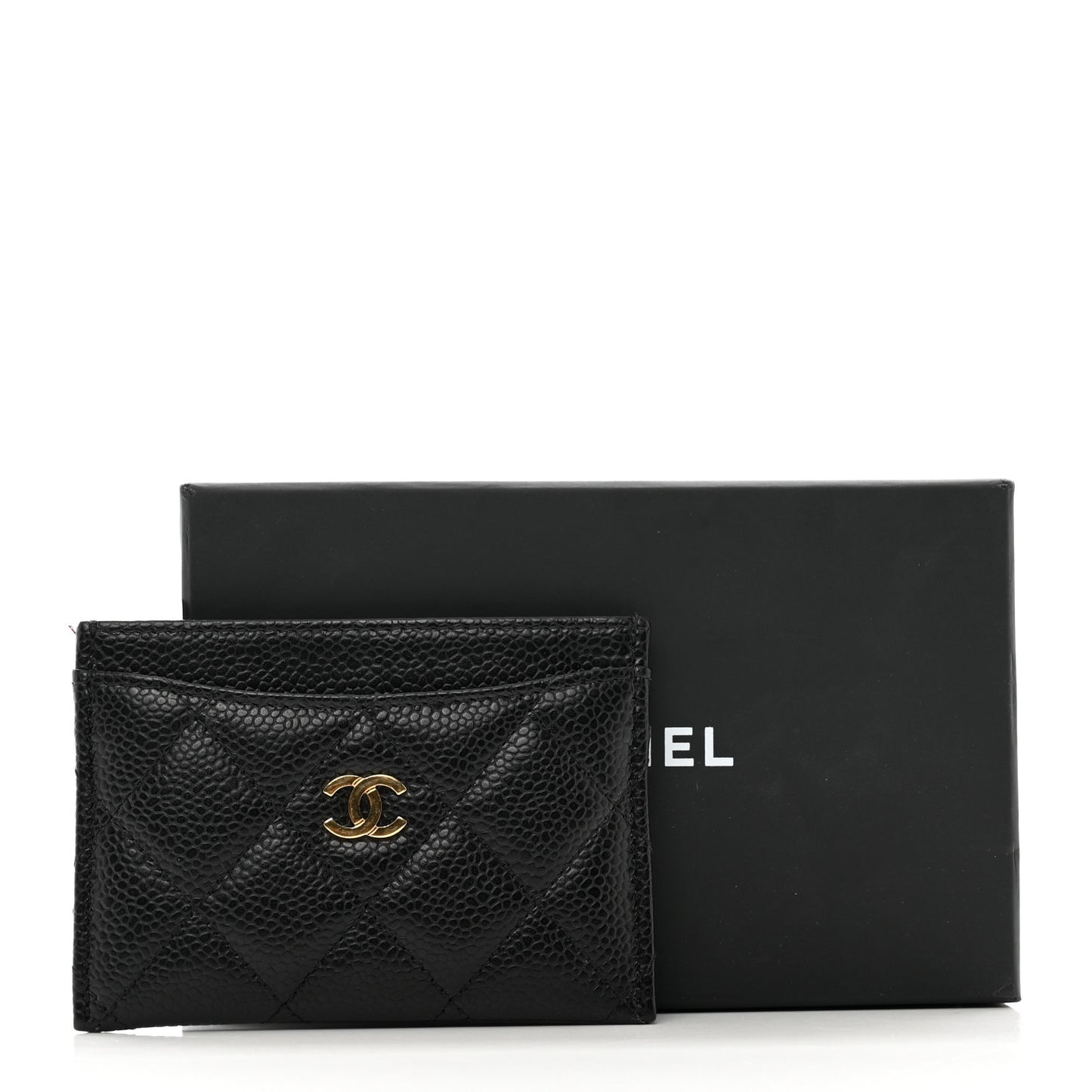 Caviar Quilted Card Holder Black