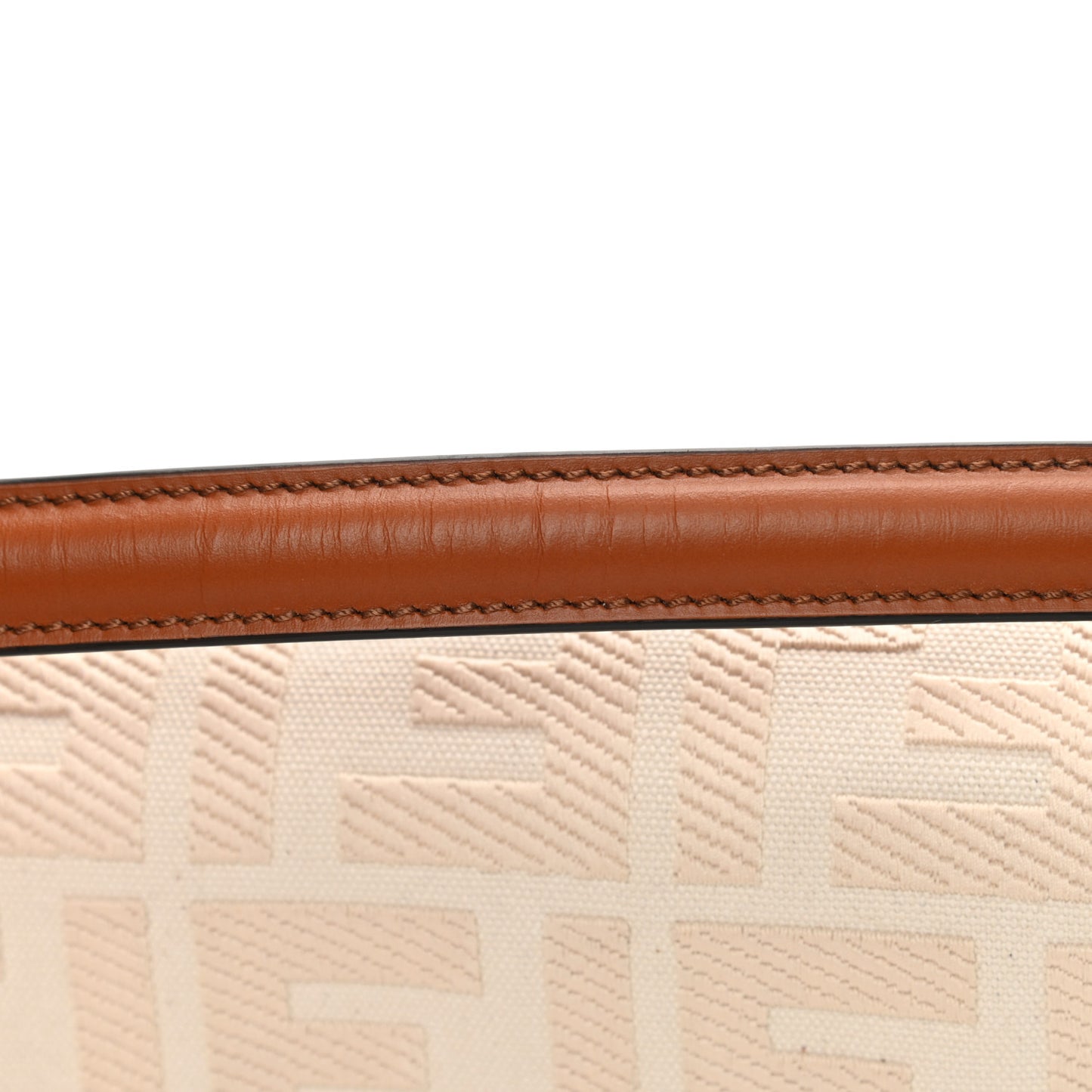 Canvas Vitello King Bi-Color Strap FF Embroidered Baguette Grezzo Brandy Cuoio
