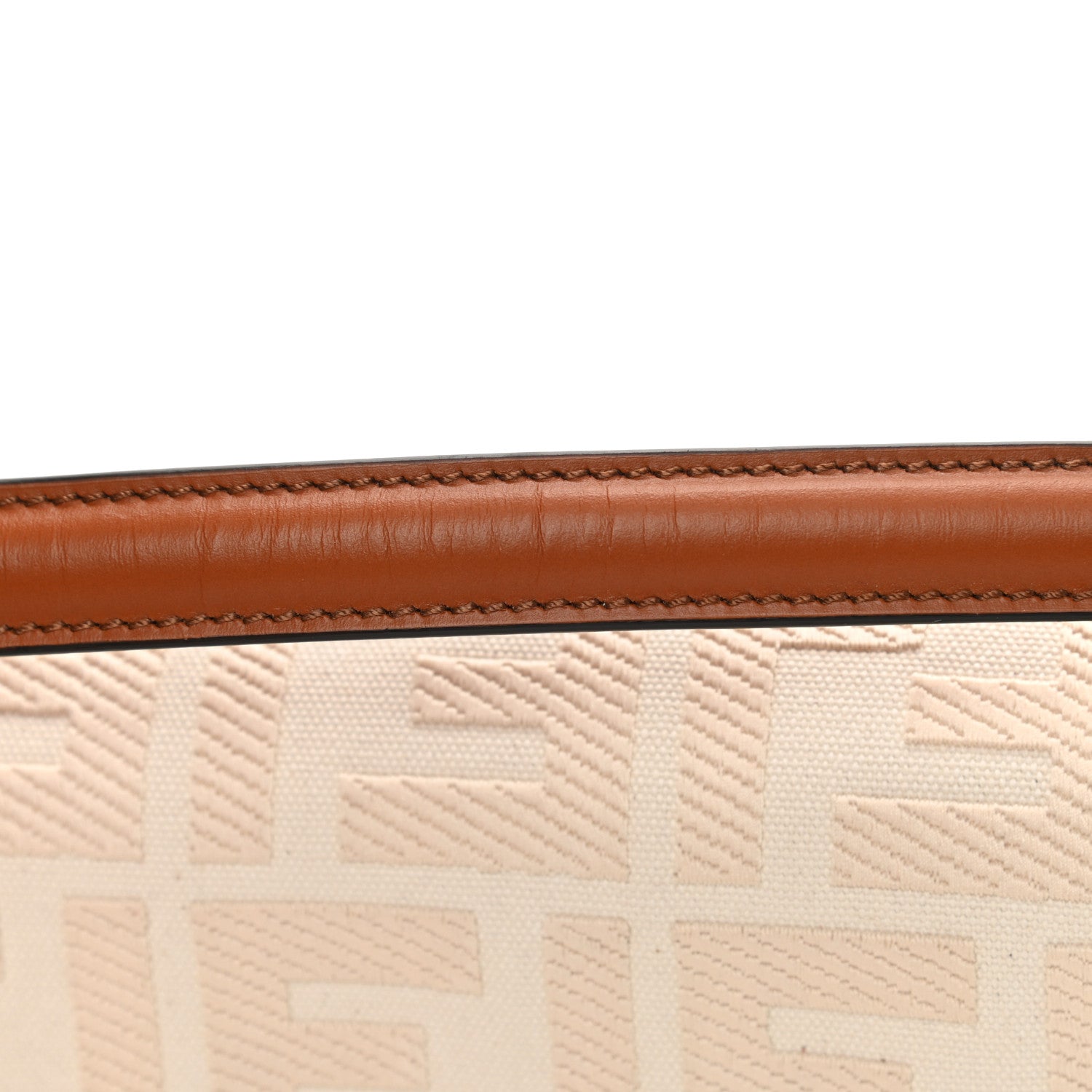 Fendi Canvas Vitello King Bi-Color Strap FF Embroidered Baguette Grezzo Brandy Cuoio 11 of 13
