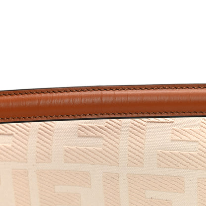 Fendi Canvas Vitello King Bi-Color Strap FF Embroidered Baguette Grezzo Brandy Cuoio 11 of 13