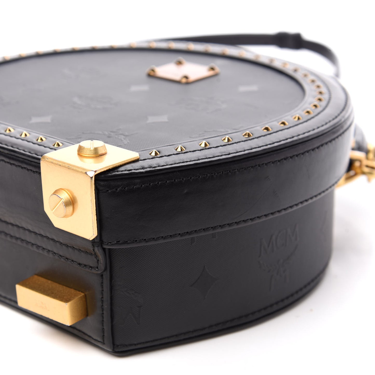 Monogram Coated Canvas Berlin Studded Hat Box Crossbody Black