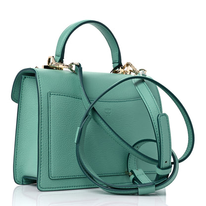 MCM Grained Calfskin Small Studded Patricia Satchel Mint 3 of 9