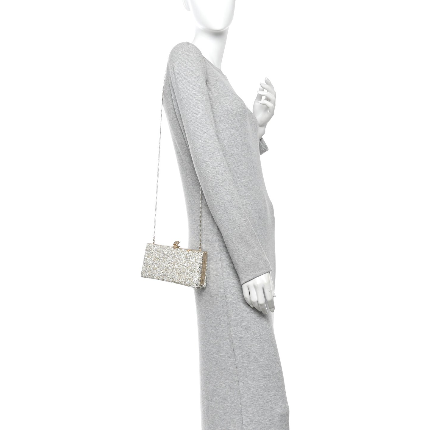 Coarse Glitter Celeste Clutch Moon Sand