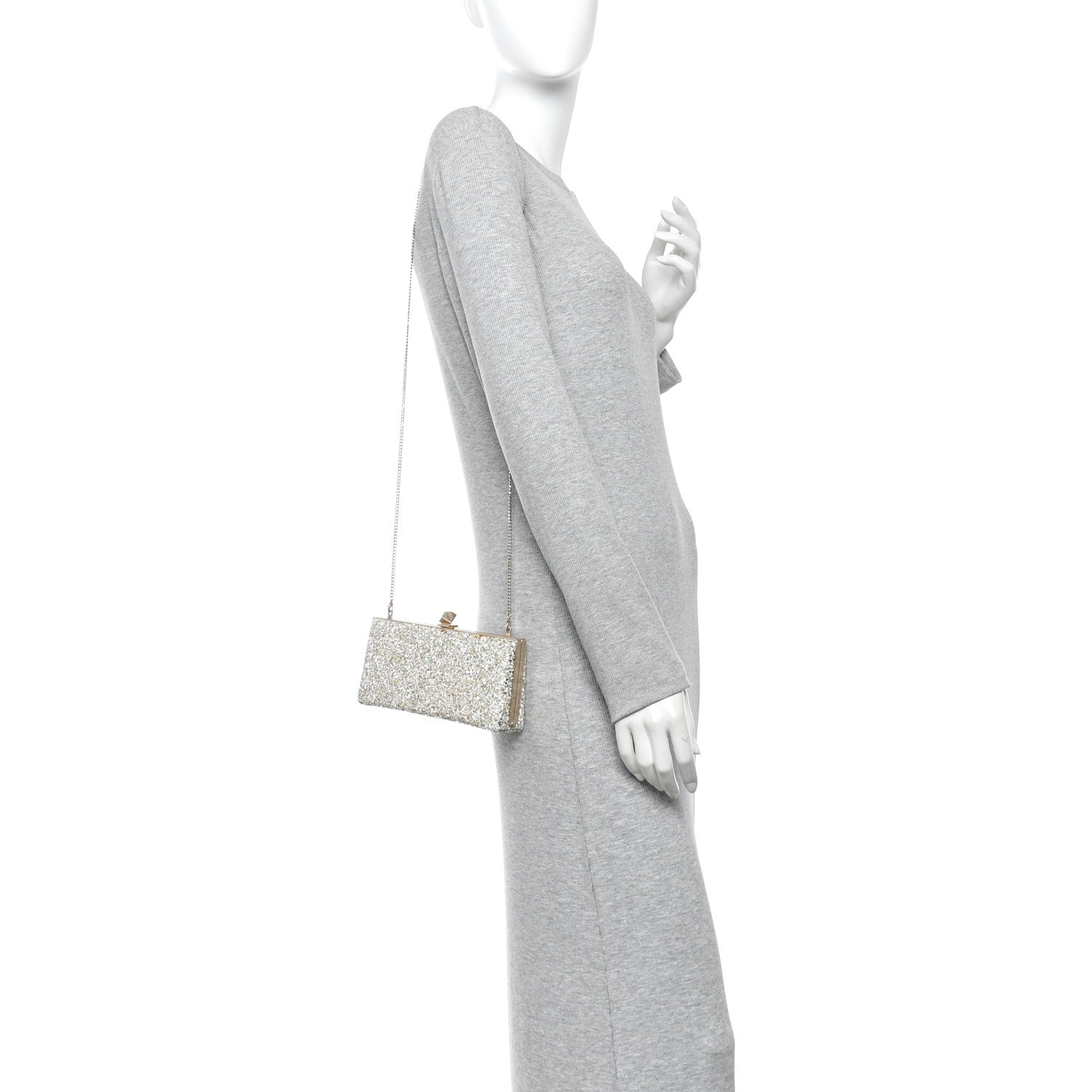 Jimmy Choo Coarse Glitter Celeste Clutch Moon Sand 2 of 11