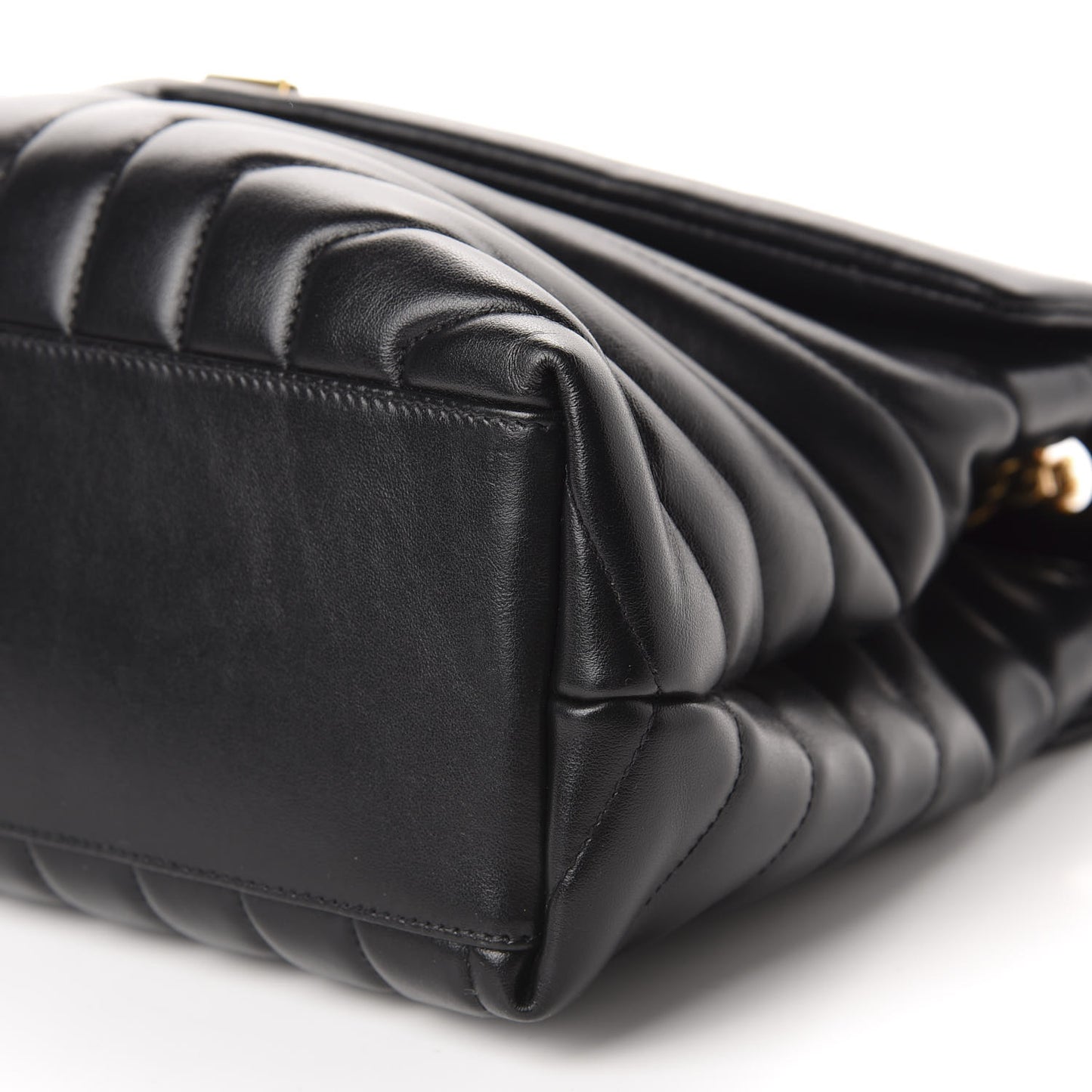Calfskin Y Quilted Monogram Medium Loulou Chain Satchel Black