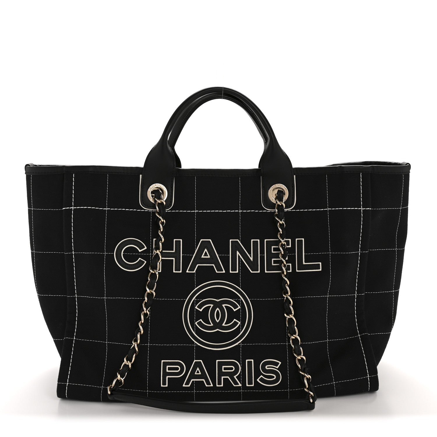 Chanel Cotton Medium Deauville Tote Black White 1 of 13