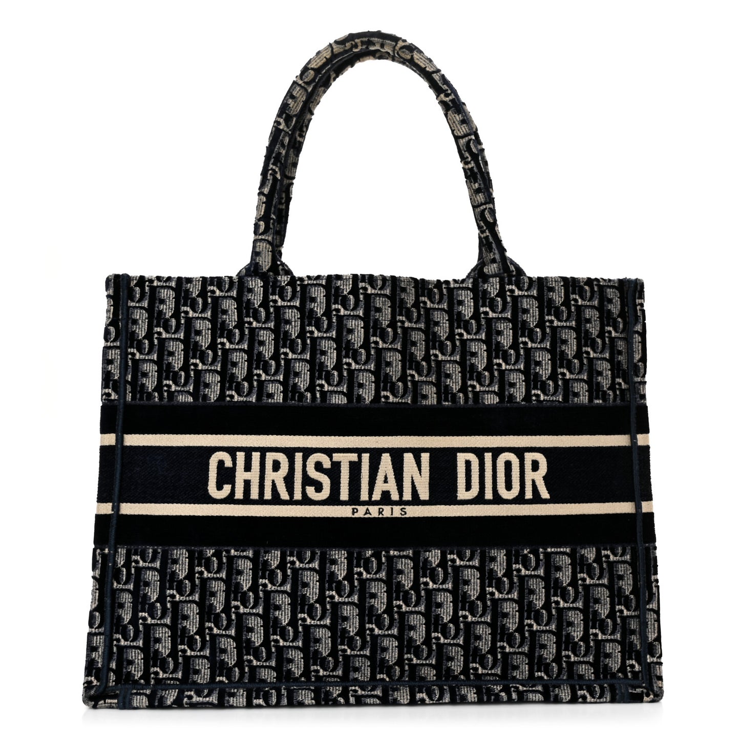 Oblique Velvet Medium Book Tote Blue Multicolor