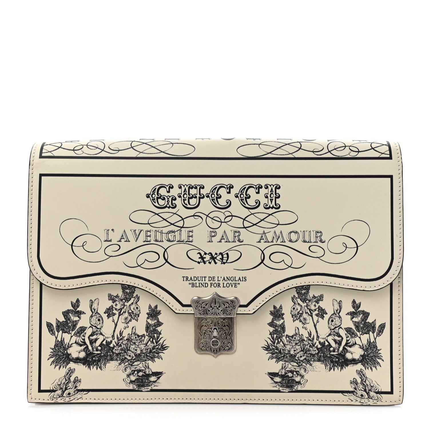Gucci Calfskin Pouch Ivory Black 1 of 10