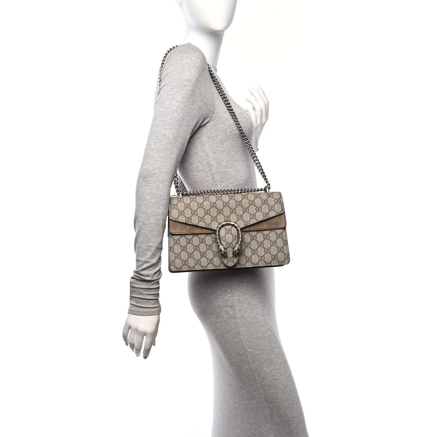 Gucci GG Supreme Monogram Small Dionysus Shoulder Bag Taupe 2 of 12