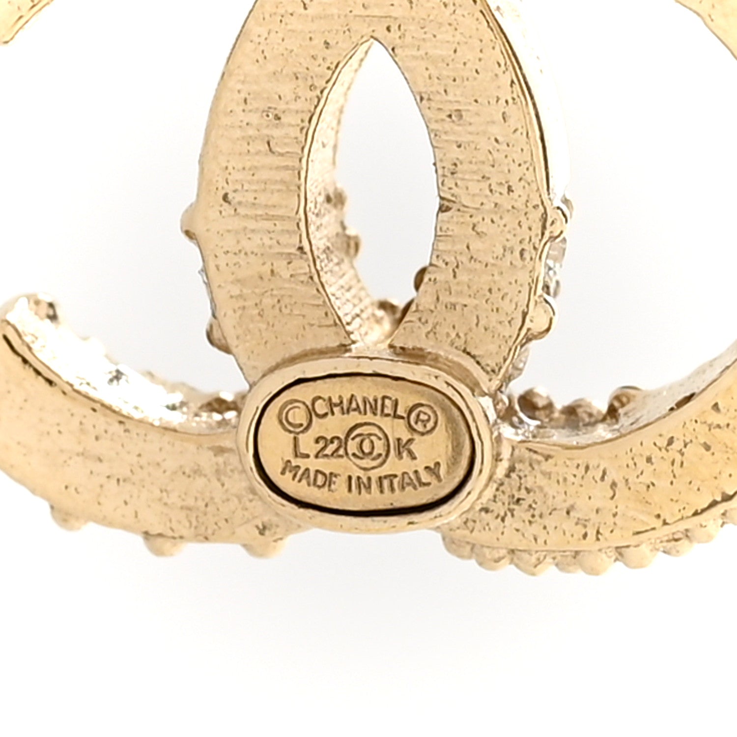 Chanel Crystal Bead CC Hoop Drop Earrings Light Gold 4 of 4