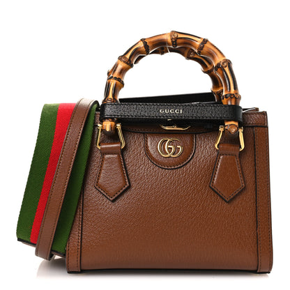 Gucci Textured Dollar Calfskin Web Mini Diana Tote Bag Cuir Black 1 of 10