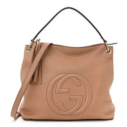 Gucci Pebbled Calfskin Large Soho Hobo Camelia 1 of 15