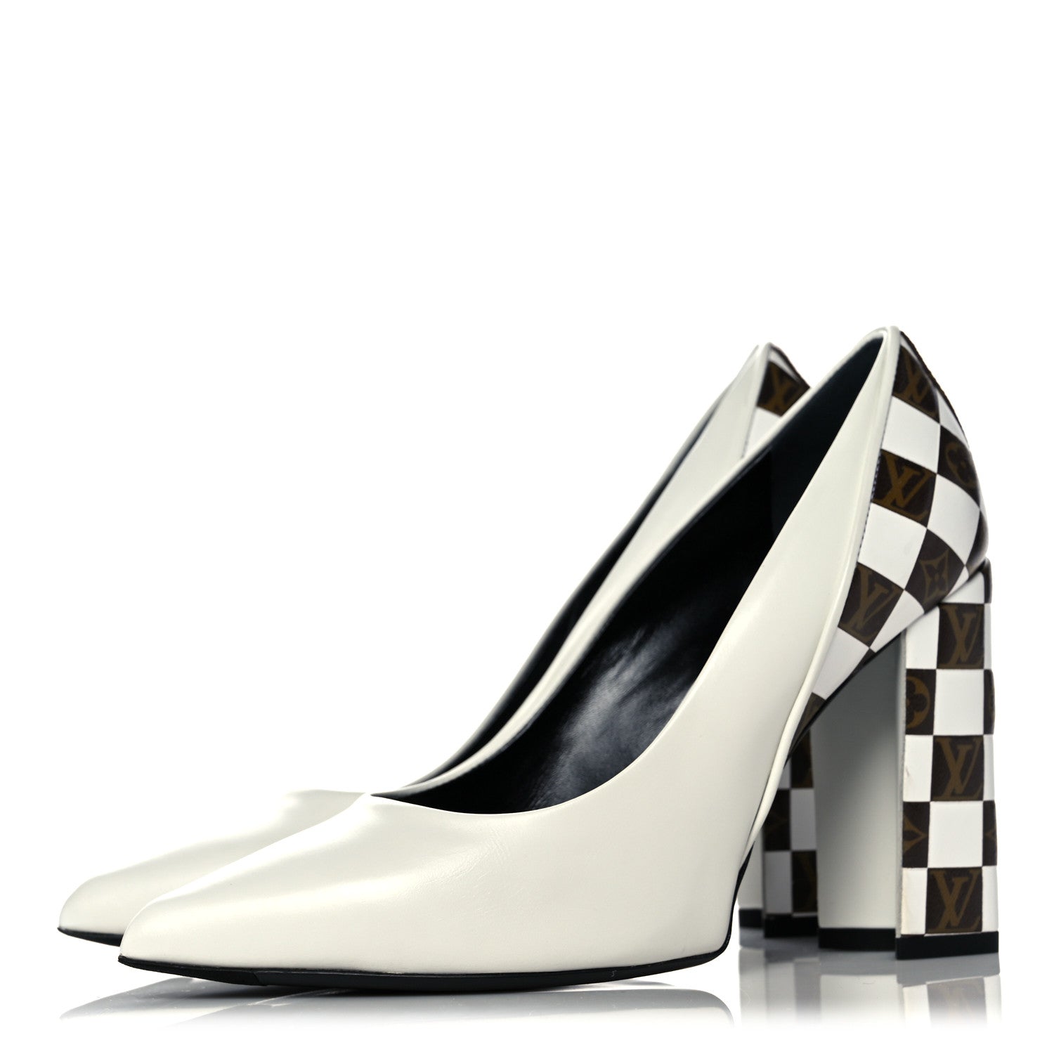 Louis Vuitton Calfskin Monogram Damier Tressage Matchmake Pumps 36 White 3 of 9