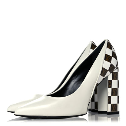 Louis Vuitton Calfskin Monogram Damier Tressage Matchmake Pumps 36 White 3 of 9