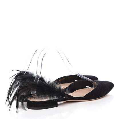Christian Dior Suede Feather Dior Ethnie Flats 38.5 Black 4 of 12