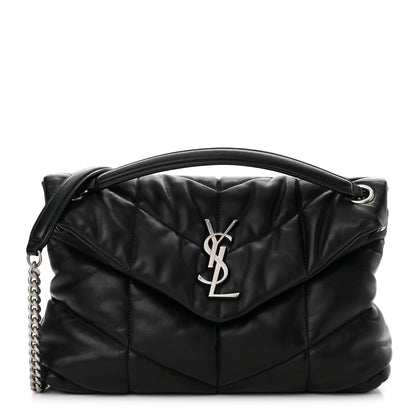 Saint Laurent Lambskin Quilted Small Loulou Puffer Monogram Chain Satchel Black 1 of 11