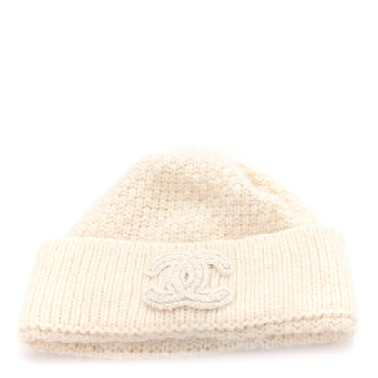 Chanel Cashmere Silk CC Beanie Hat Beige Ecru 1 of 7