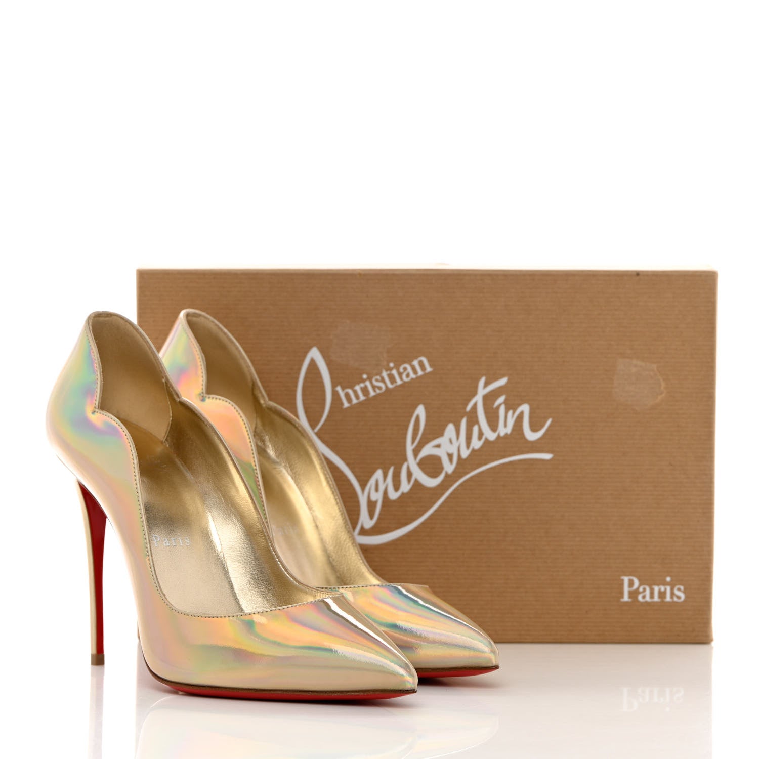 Christian Louboutin Metallic Patent Psychic Hot Chick 100 Pumps 38 Platine 12 of 12