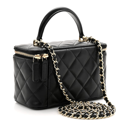 Chanel Lambskin Quilted Small Top Handle Vanity Case With Chain Black 3 of 10