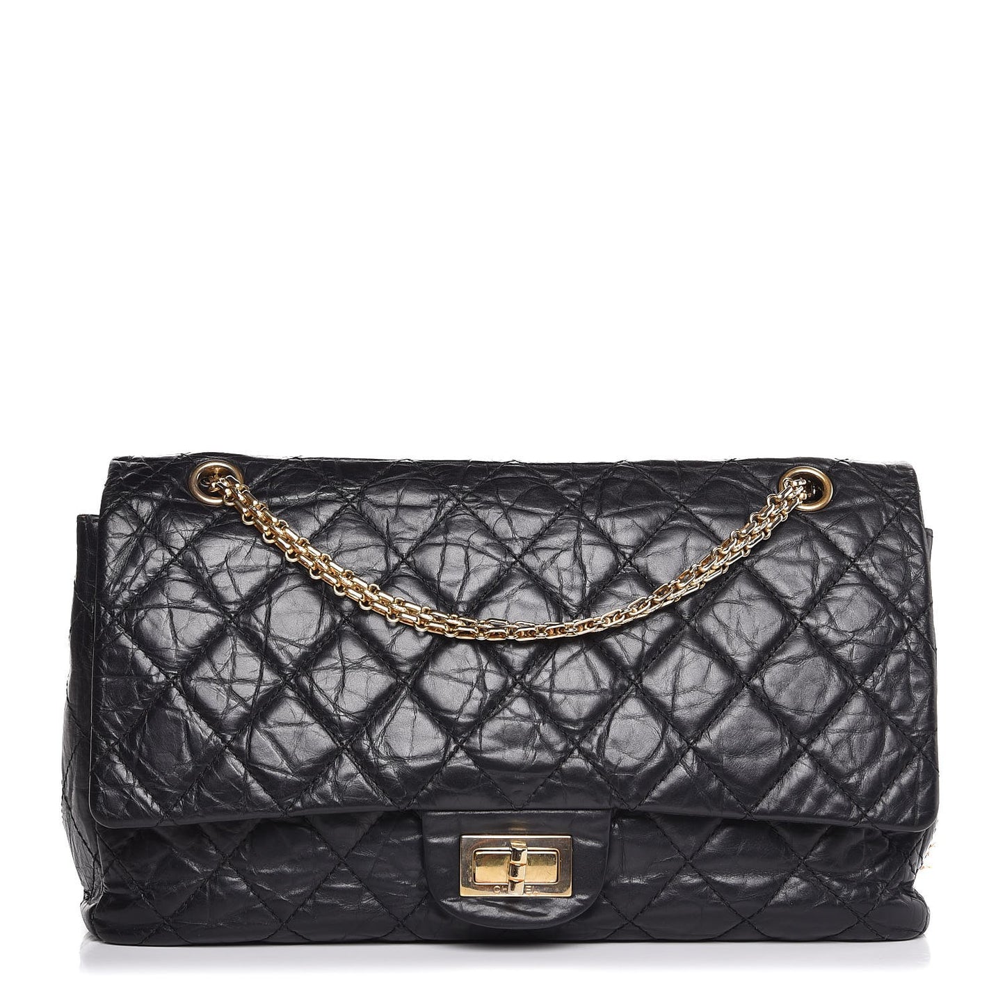 Aged Calfskin Quilted 2.55 Reissue 227 Flap Black