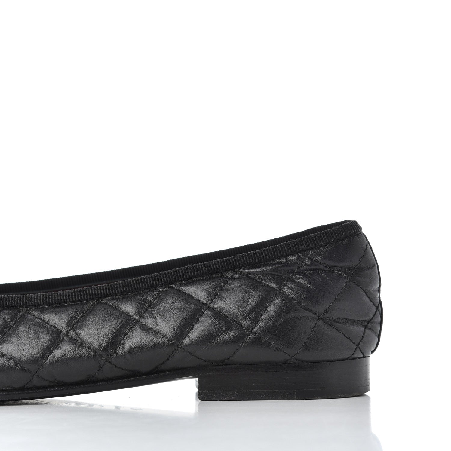 Chanel Aged Calfskin Quilted CC Cap Toe Ballerina Flats 38 Black 9 of 25